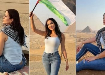 بعلم فلسطين .. نسرين طافش تتألق في أحدث ظهور لها أمام الأهرامات