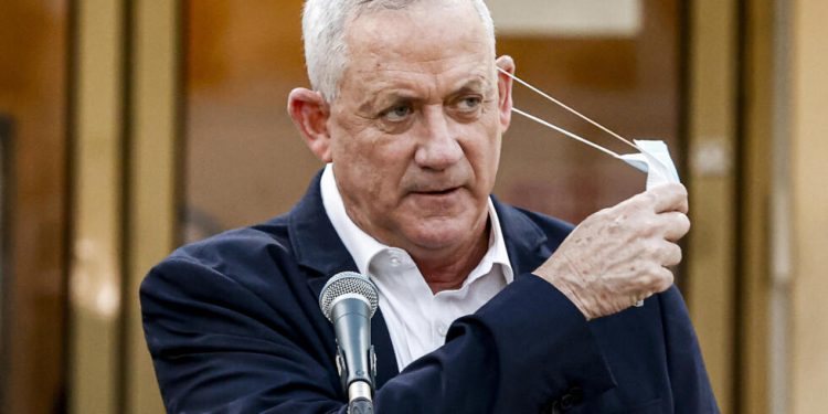 Deputy Prime Minister and Defence Minister Benny Gantz made a statement in front of the city hall of the City of Bnei Brak concerning the closure of the city due to the Covid-19 pandemic on September 06, 2020. Israel, tomorrow should impose a new curfew on ten cities following the spread of the Coronavirus disease.