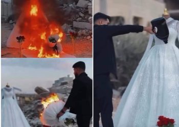 شاب يحرق بدلة زفاف خطيبته بعد رحيلها